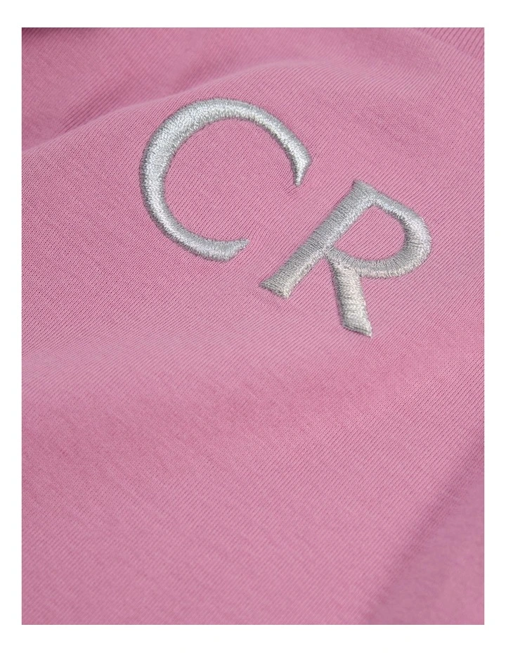 Australian Cotton Long Sleeve Logo Frill T-shirt in Berry image 2