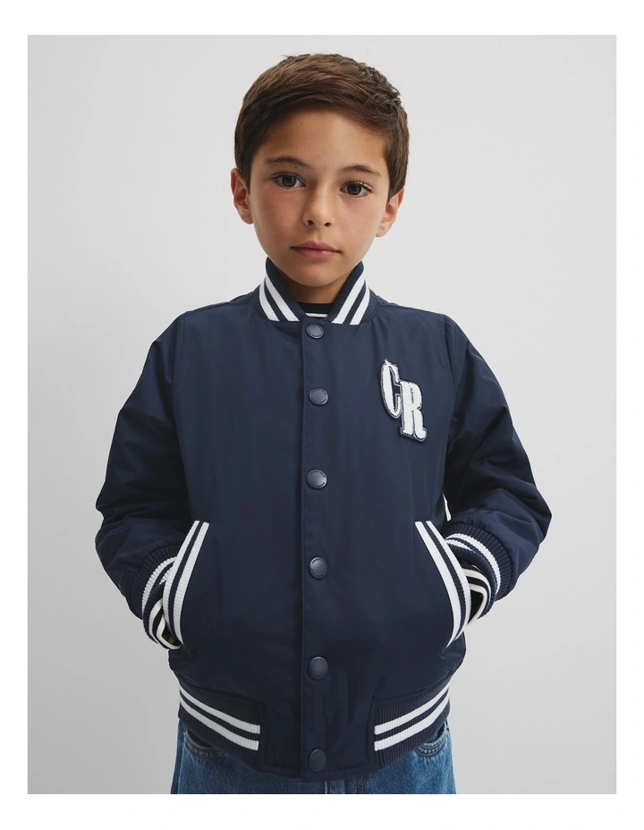Varsity Bomber in Navy image 2
