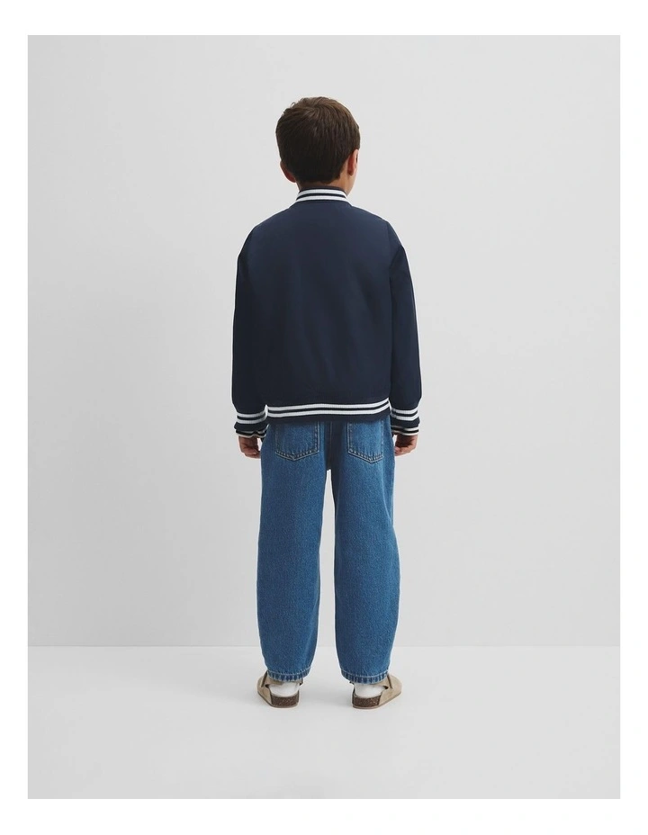 Varsity Bomber in Navy image 3