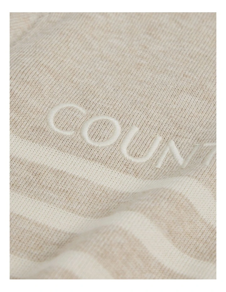 Cotton Stripe Logo Knit in Stone Marle image 5