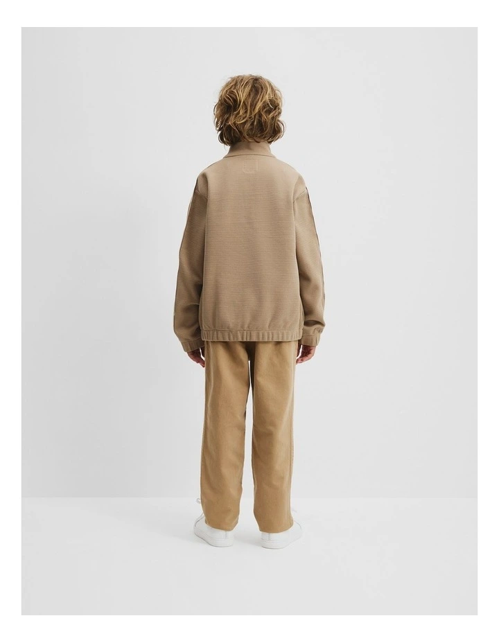 Organically Grown Cotton Waffle Splice Sweat in Almond image 3