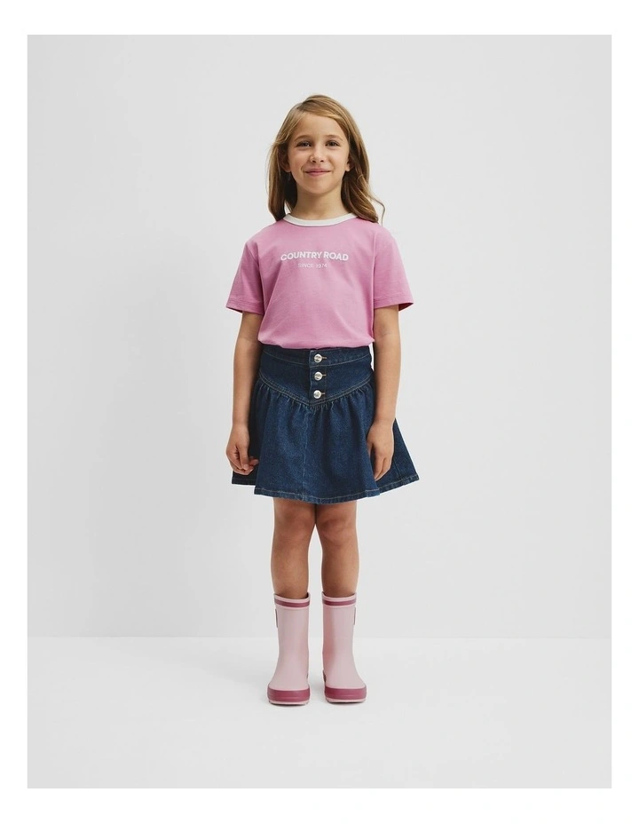 Australian Cotton Contrast Logo T-Shirt in Berry image 1