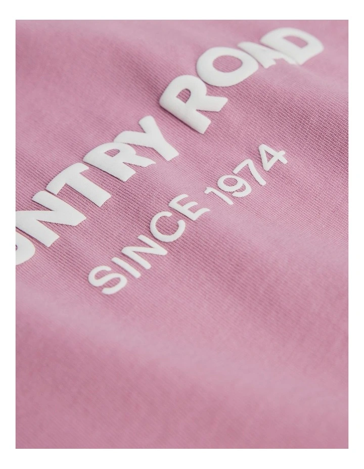 Australian Cotton Contrast Logo T-Shirt in Berry image 5