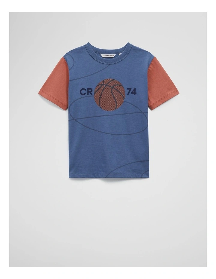 Organically Grown Cotton Basketball T-Shirt in Pacific Blue image 1