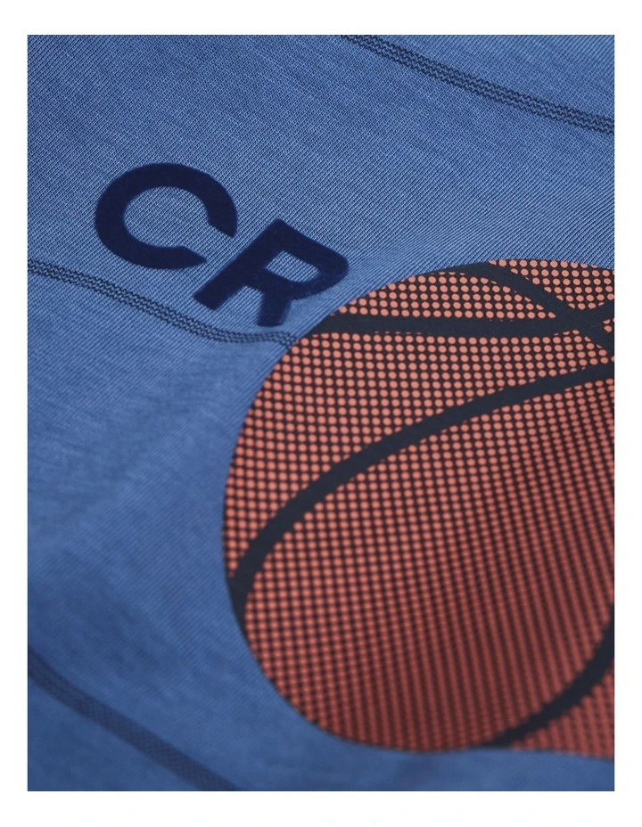 Organically Grown Cotton Basketball T-Shirt in Pacific Blue image 2