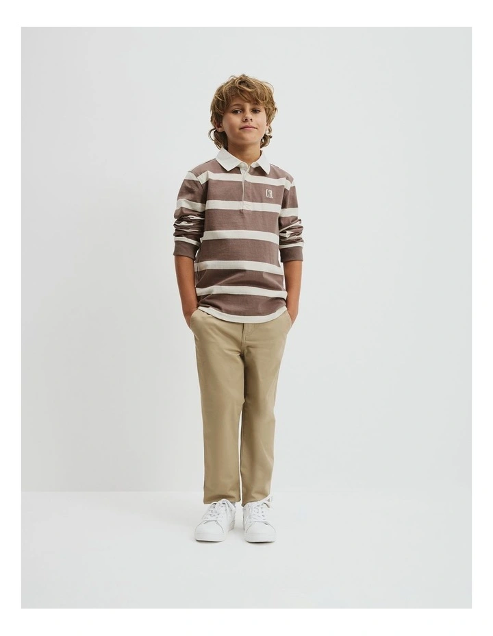 Organically Grown Cotton Stripe Rugby Top in Chocolate Stripe image 2