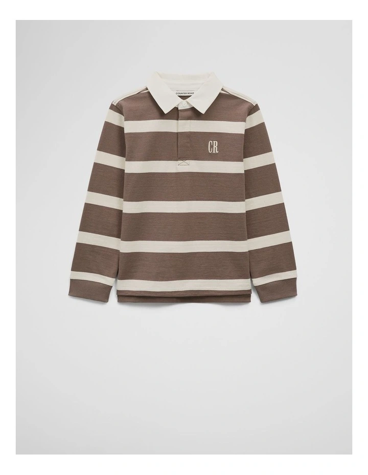 Organically Grown Cotton Stripe Rugby Top in Chocolate Stripe image 4