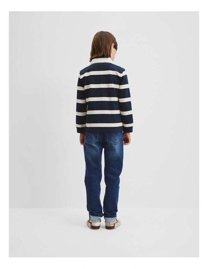 Organically Grown Cotton Stripe Rugby Top in Navy Stripe image 3