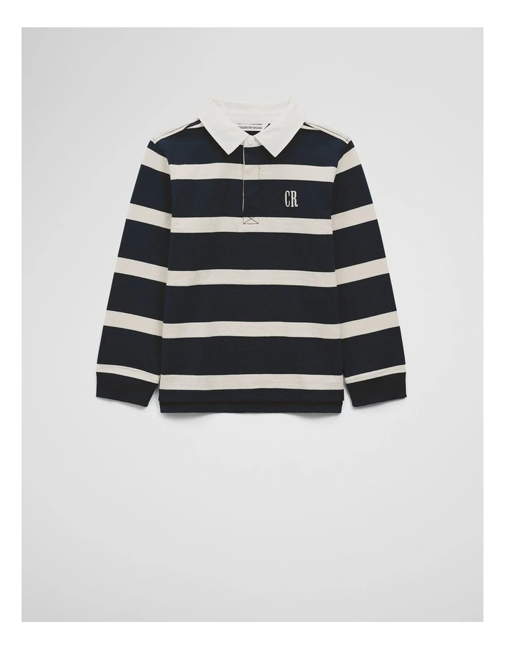 Organically Grown Cotton Stripe Rugby Top in Navy Stripe image 4
