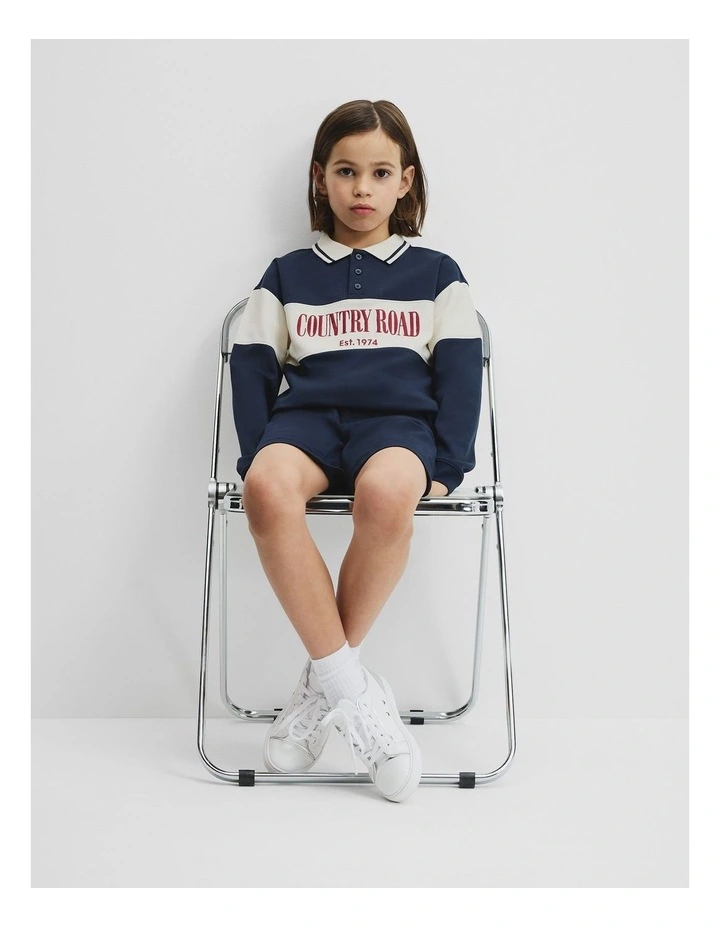 Organically Grown Cotton Stripe Rugby Top in Navy image 1