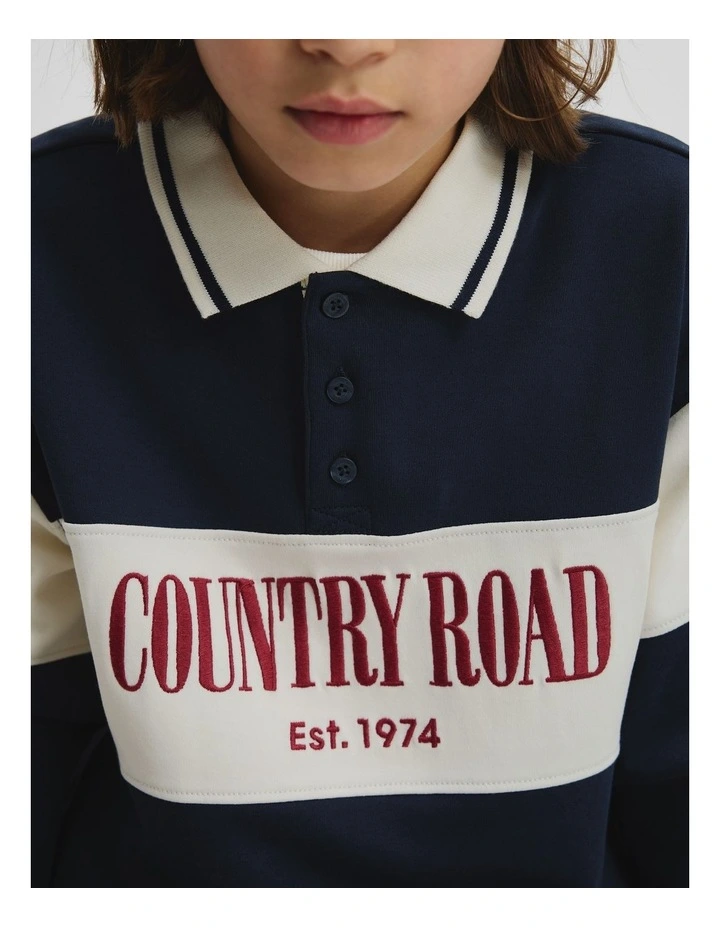 Organically Grown Cotton Stripe Rugby Top in Navy image 2