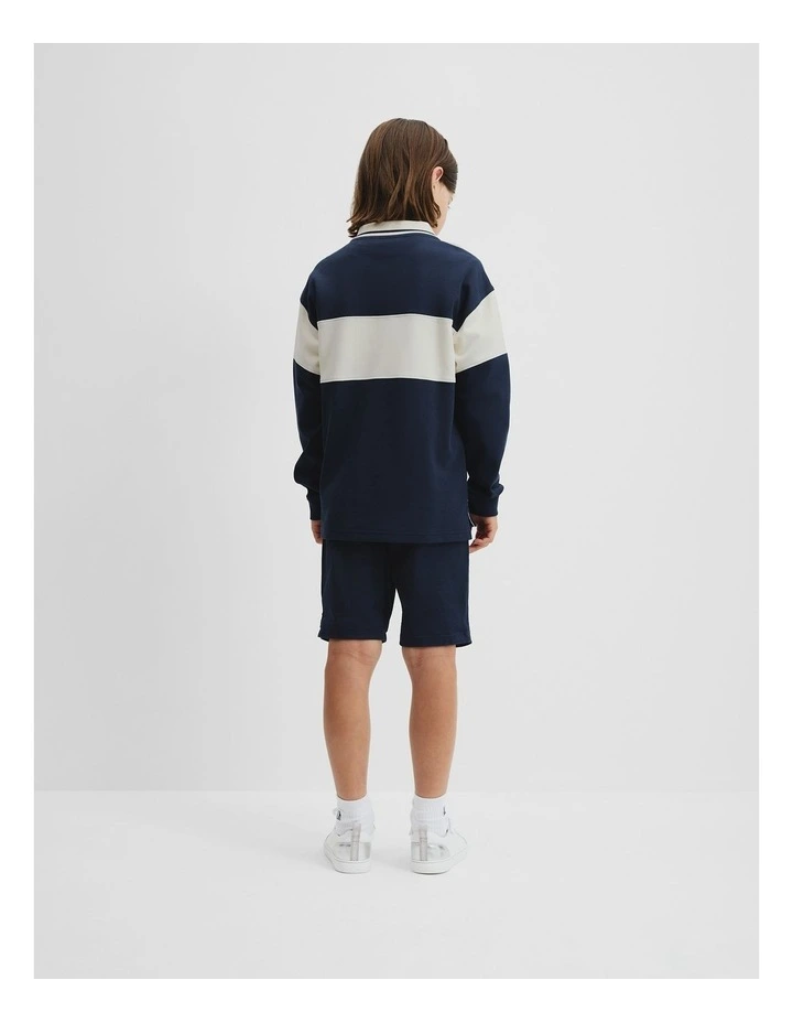 Organically Grown Cotton Stripe Rugby Top in Navy image 3
