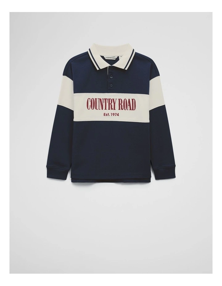 Organically Grown Cotton Stripe Rugby Top in Navy image 4