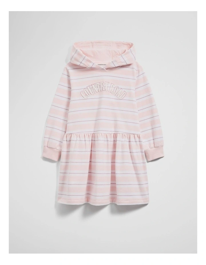 Cotton Hooded Sweat Dress in Mtlc Multi Pink image 1