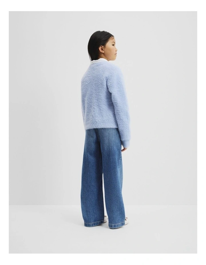 Fluffy Knit Cardigan in Bluebell image 3