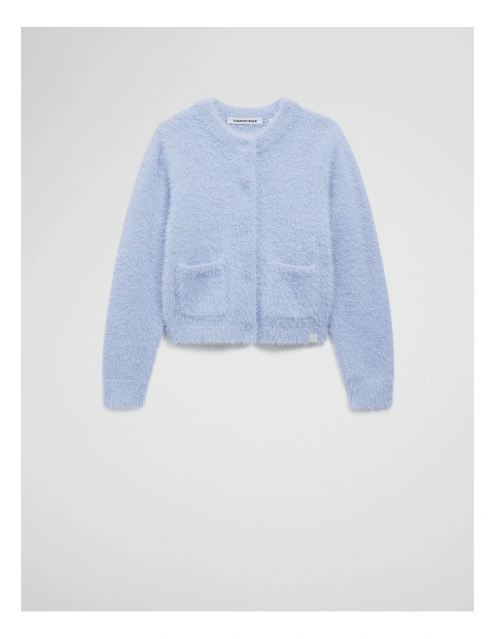 Fluffy Knit Cardigan in Bluebell image 4