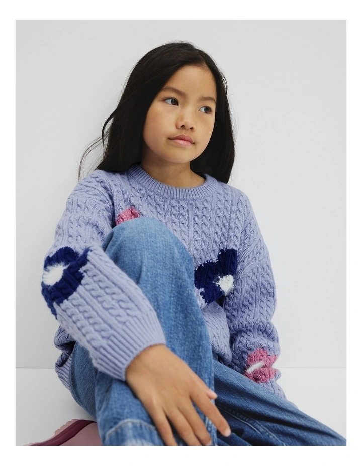 Cable Floral Knit in Bluebell image 2