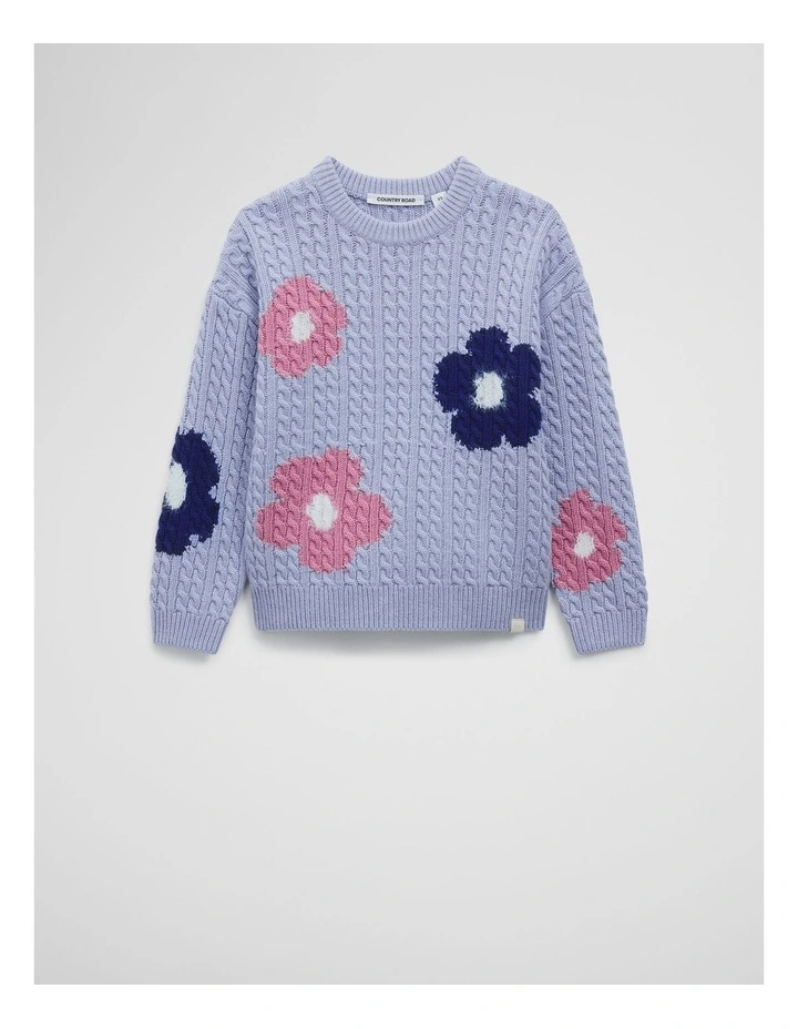 Cable Floral Knit in Bluebell image 4