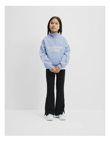Australian Cotton Blend Sequin Half Zip Sweat in Bluebell