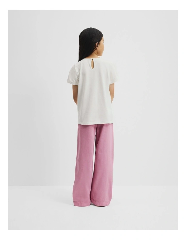 Cotton CR Frill T-Shirt in Marshmallow image 3