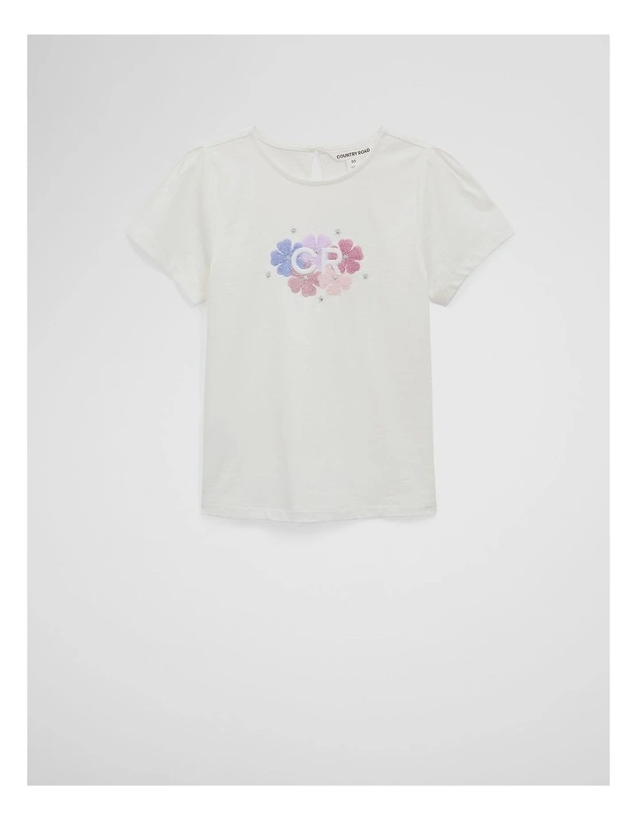 Cotton CR Frill T-Shirt in Marshmallow image 4