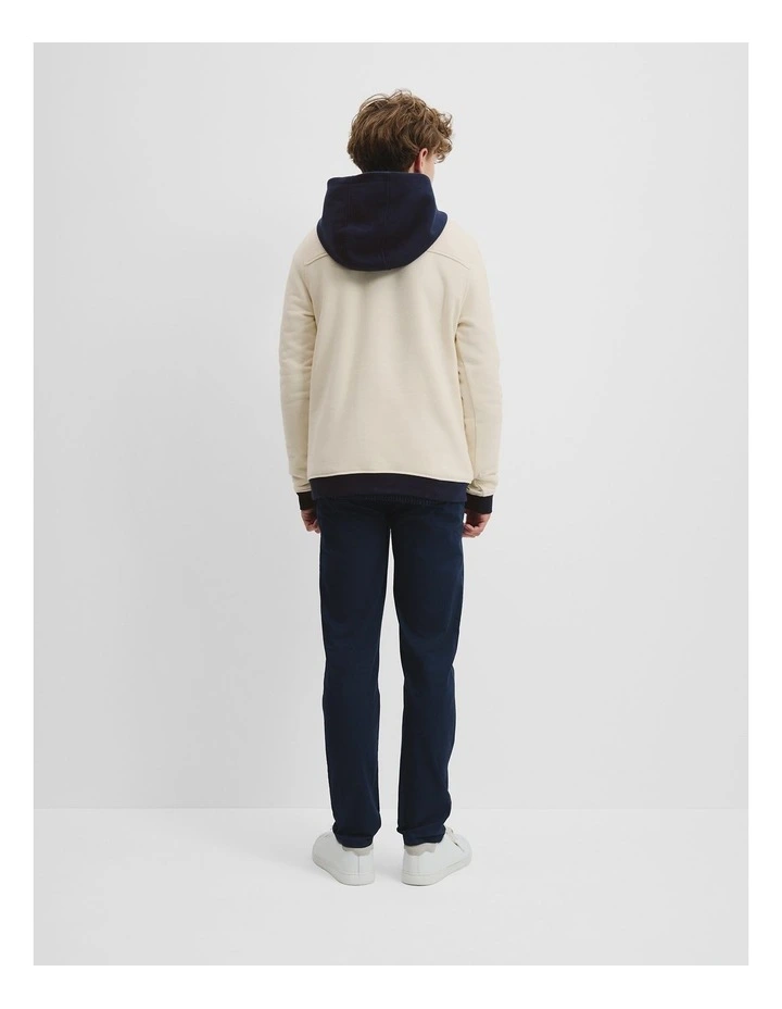 Teen Australian Cotton Hooded Half Zip Sweat in Oyster image 4