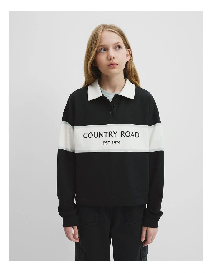 Teen Organically Grown Cotton Logo Crop Rugby in 0 image 2