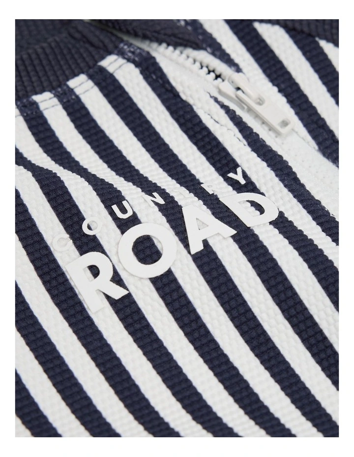 Stripe Logo Swimsuit in Navy image 2