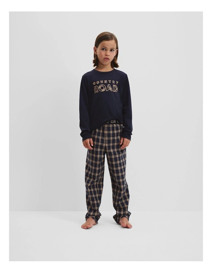 Australian Cotton Logo Pyjama Set in Navy image 1