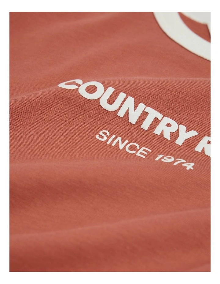 Australian Cotton Contrast Logo T-Shirt in Terracotta image 2