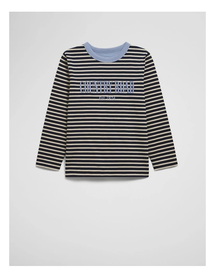 Long Sleeve Heritage T-shirt in Navy Stripe image 1