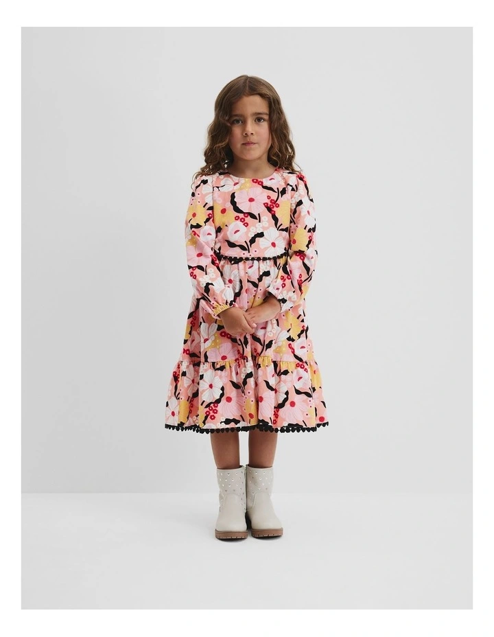 Floral Cord Dress in Peach image 1