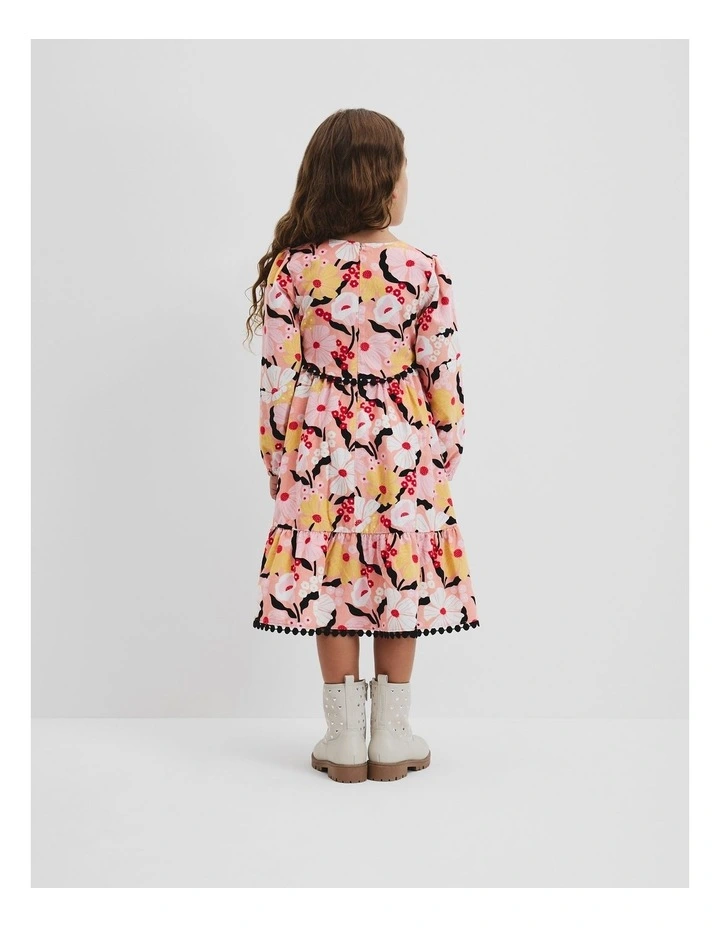 Floral Cord Dress in Peach image 3
