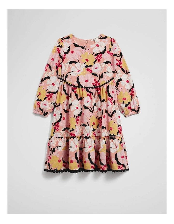 Floral Cord Dress in Peach image 4