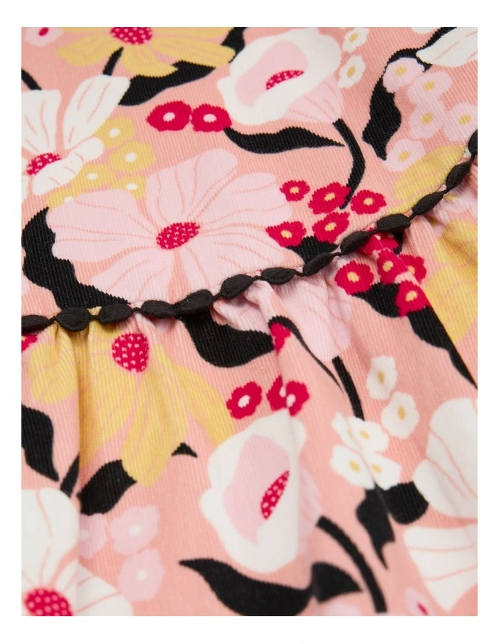 Floral Cord Dress in Peach image 5