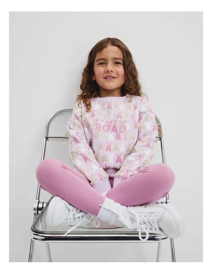 Australian Cotton Bunny Logo Sweat in Lilac Bunny image 2