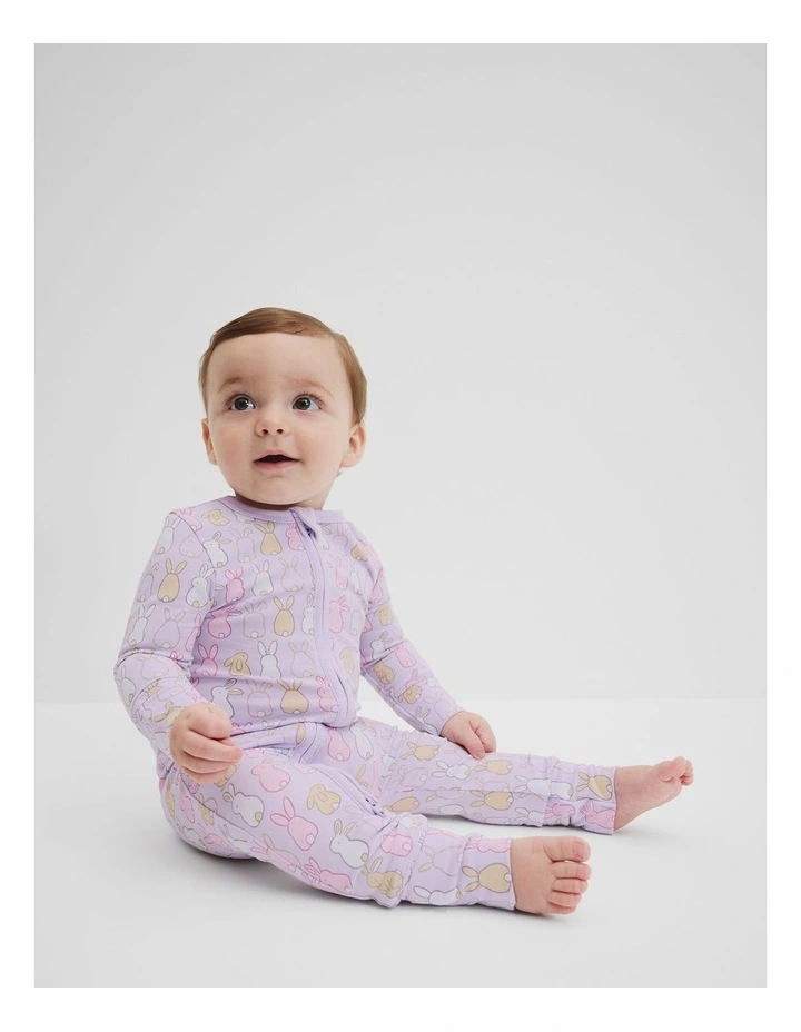 Organically Grown Cotton Bunny Jumpsuit in Lilac Bunny image 1
