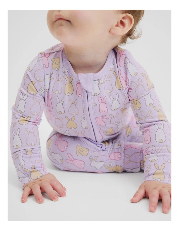 Organically Grown Cotton Bunny Jumpsuit in Lilac Bunny image 2
