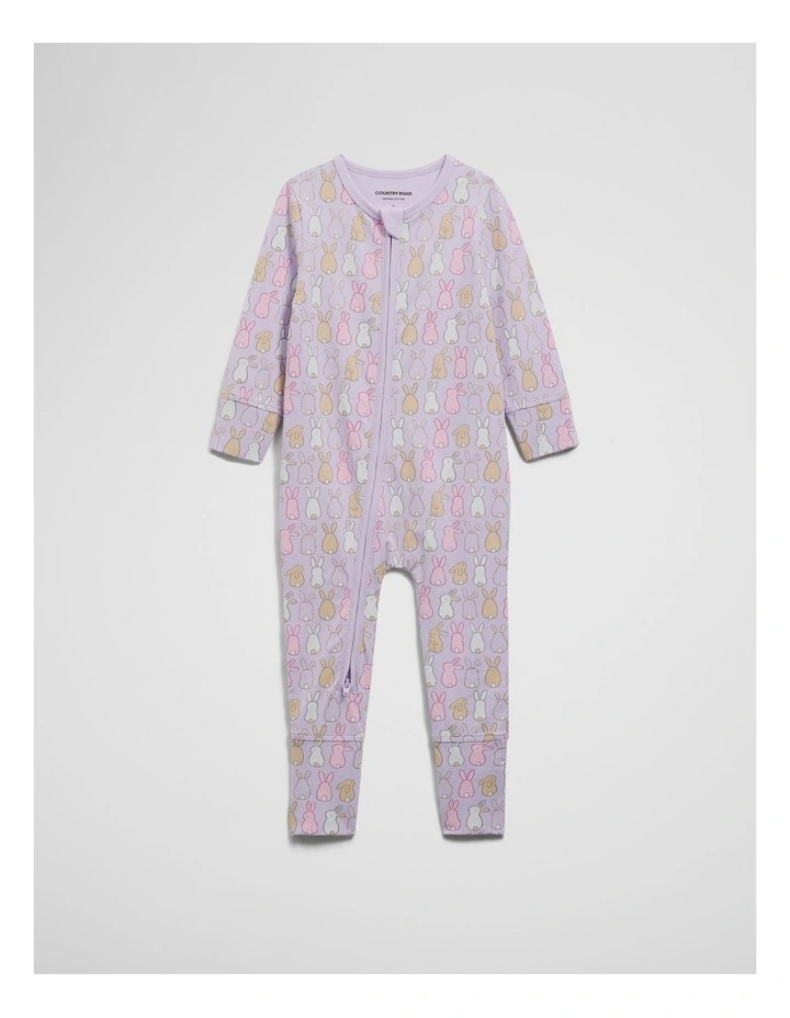 Organically Grown Cotton Bunny Jumpsuit in Lilac Bunny image 4