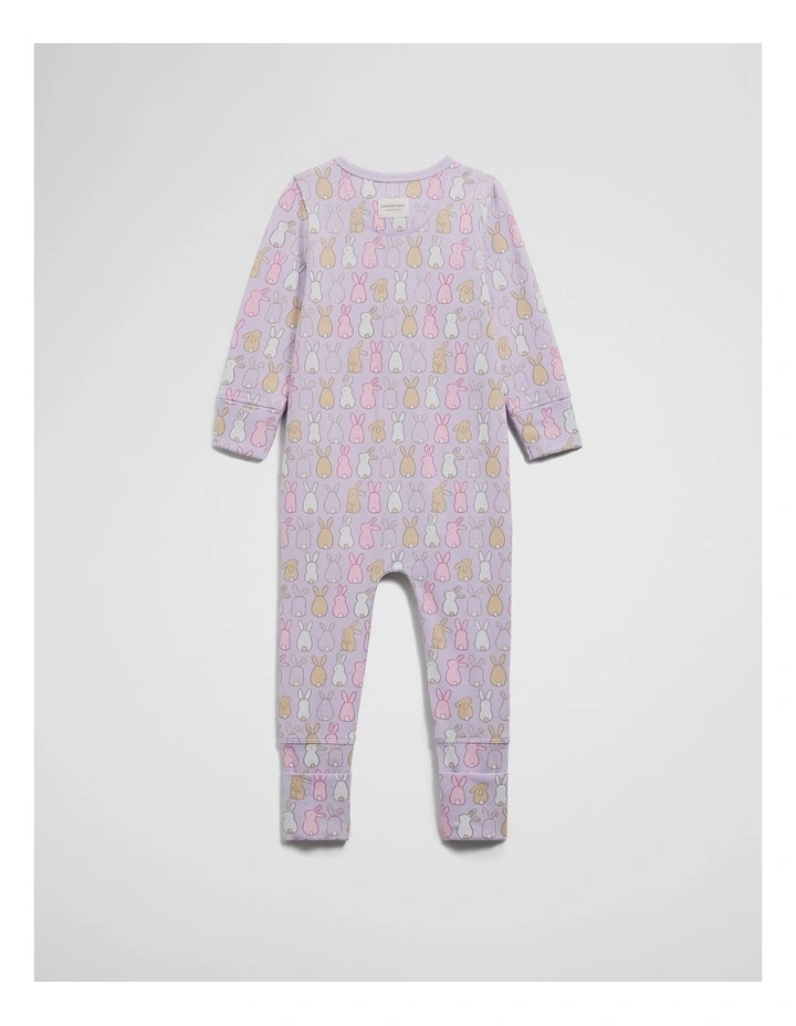 Organically Grown Cotton Bunny Jumpsuit in Lilac Bunny image 5