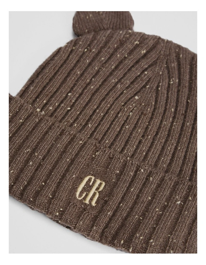 Bear Rib Beanie in Chocolate image 3