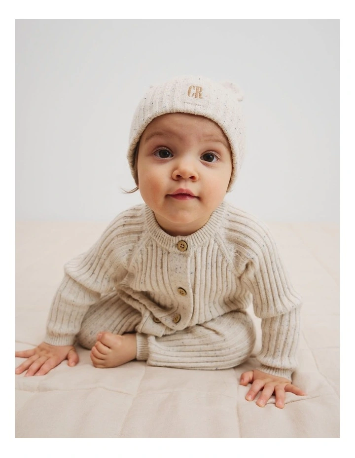Bear Rib Beanie in Oyster image 2