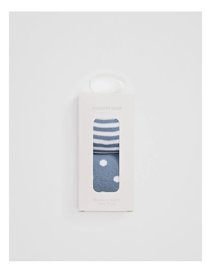 Newborn Sock Pack Of 2 in Slate Blue image 3