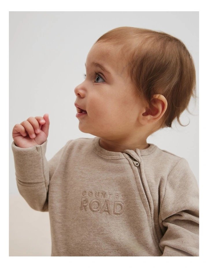 Logo Zip Jumpsuit in Mushroom Marle image 2