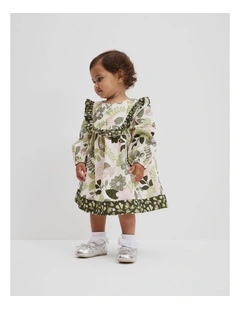 Cotton Blend Garden Frill Dress in Multi