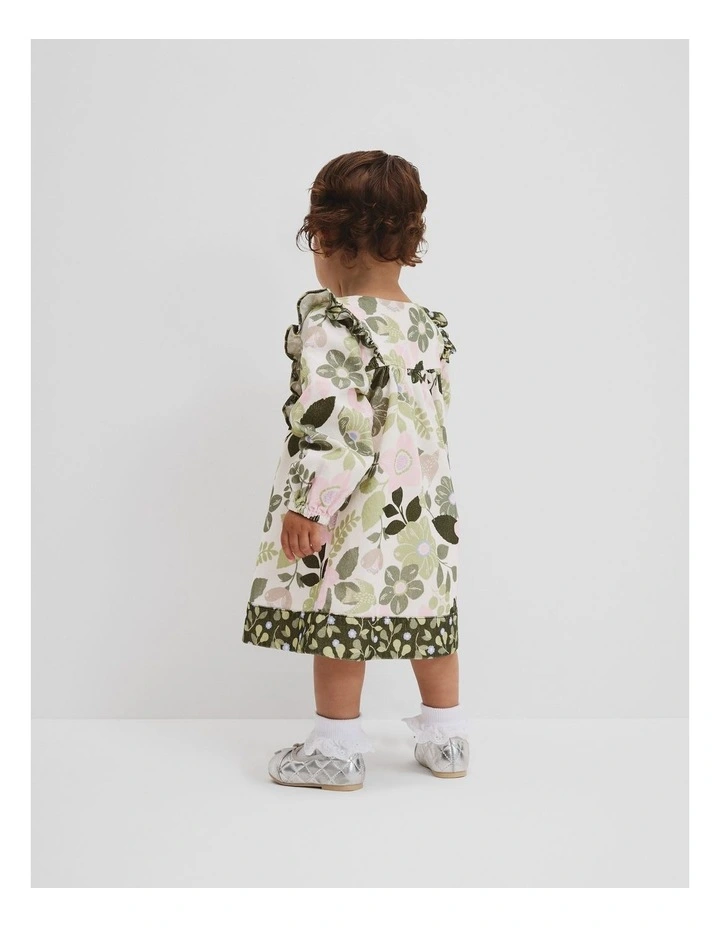 Cotton Blend Garden Frill Dress in Multi image 3