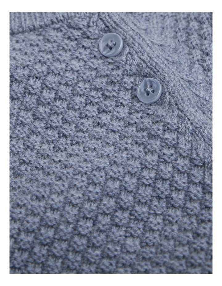 Organically Grown Cotton Blend Soft Textured Knit in Slate Blue Marle image 4