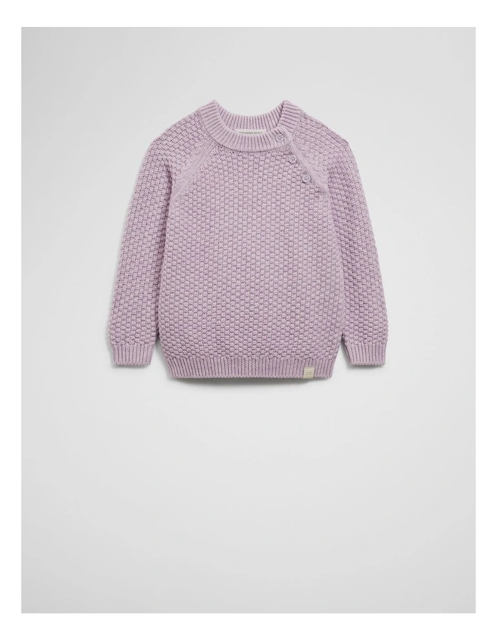 Organically Grown Cotton Blend Soft Textured Knit in Lilac Marle image 1