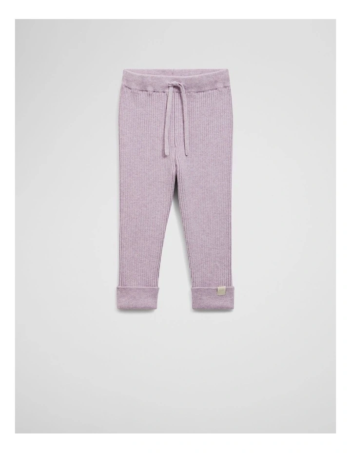 Cotton Blend Knit Legging in Lilac Marle image 1