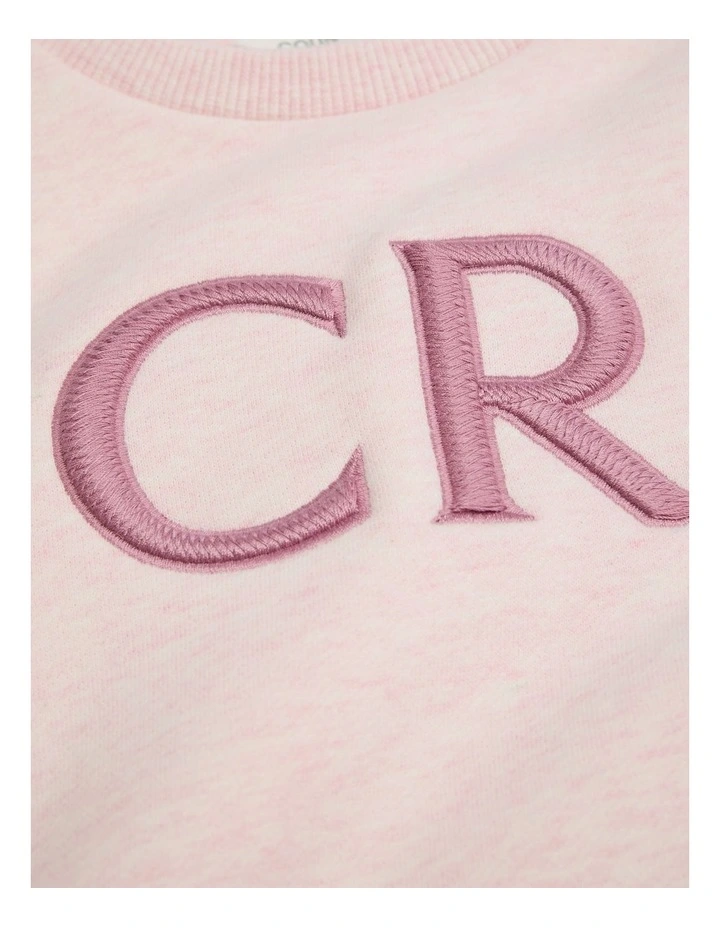 Cotton Oversized CR Logo Sweat in Pink Marle image 2